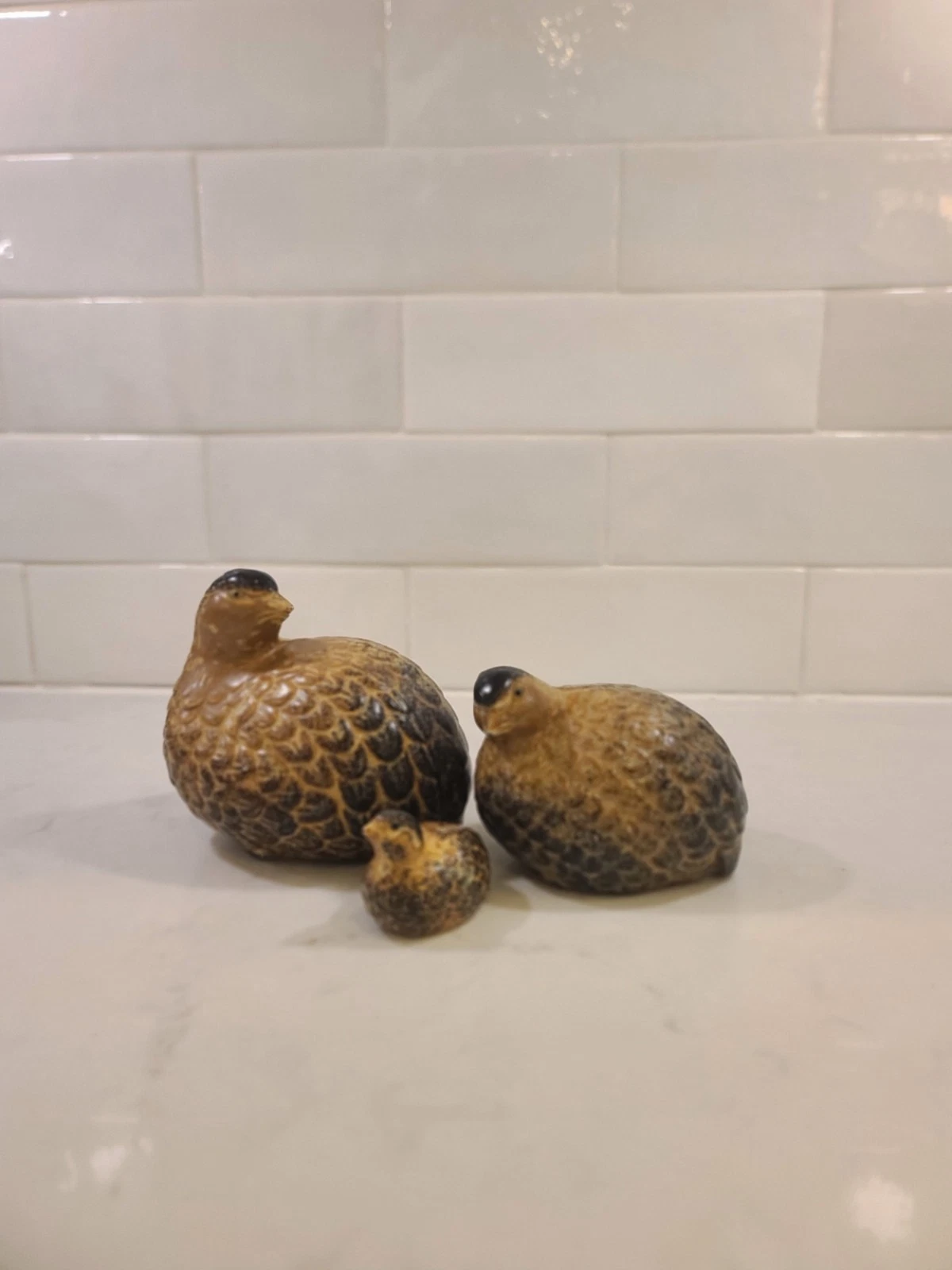 Vintage OMC JAPAN Otagiri Ceramic Quail Partridge Bird Family Figurines Brown 3 - Image 4