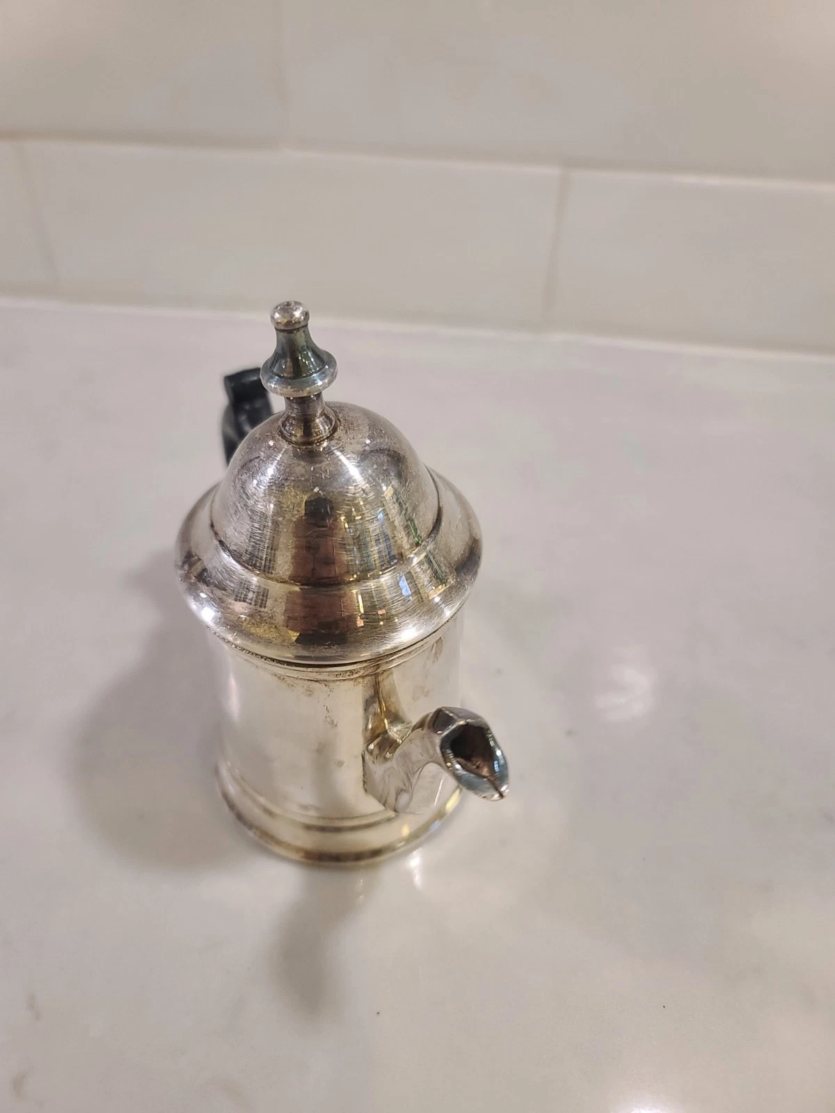 Silverplate Tiny Teapot Black Bakelite Handle Single Service Coffee Pot - Image 10
