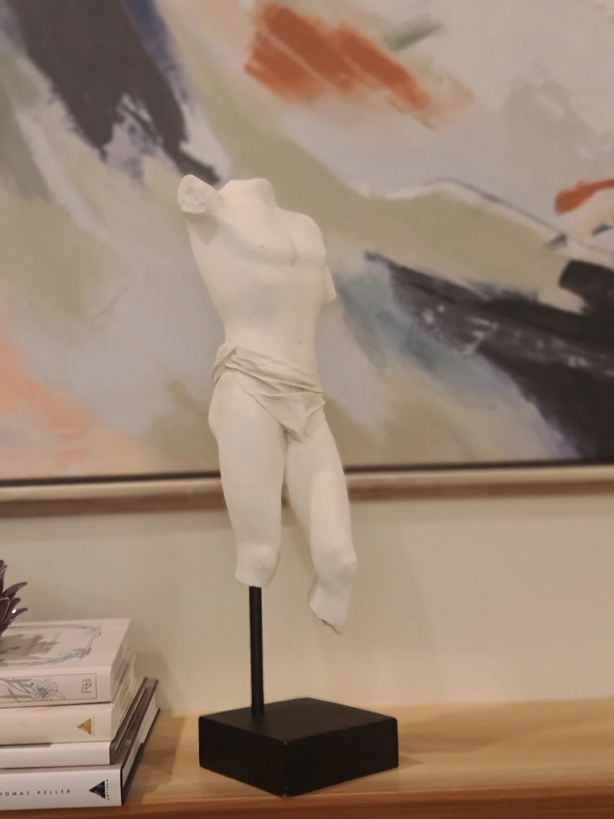 Classical Male Torso Sculpture Plaster Statue Greek Roman Style Nude Figurine