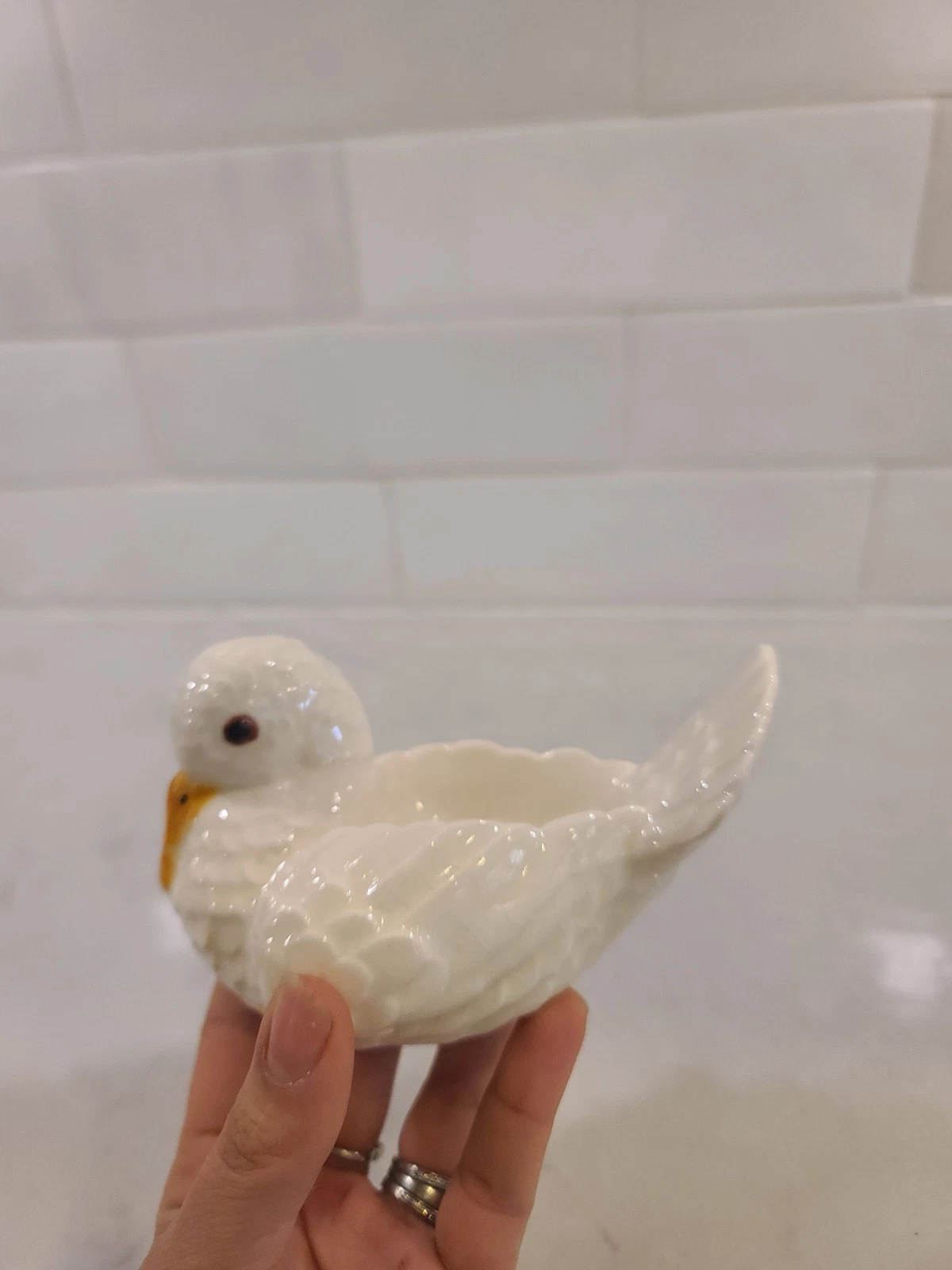 Vintage 1960's Ceramic WHITE DOVE Votive CANDLE HOLDER Bird ^ - Image 3