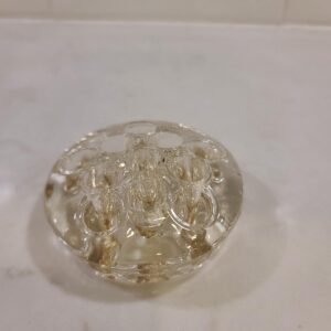 Vintage Glass Flower Frog - 11 Hole Clear Floral Arranger - Sustainable Floristry Tool