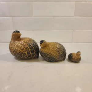 Vintage OMC JAPAN Otagiri Ceramic Quail Partridge Bird Family Figurines Brown 3