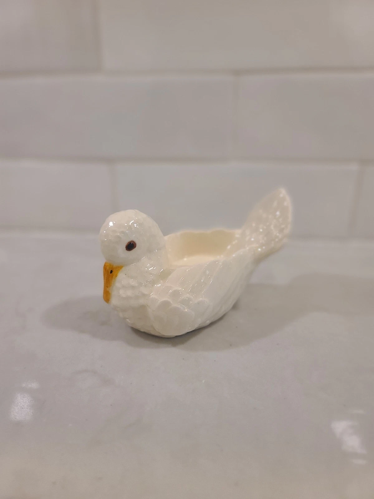 Vintage 1960's Ceramic WHITE DOVE Votive CANDLE HOLDER Bird ^ - Image 7