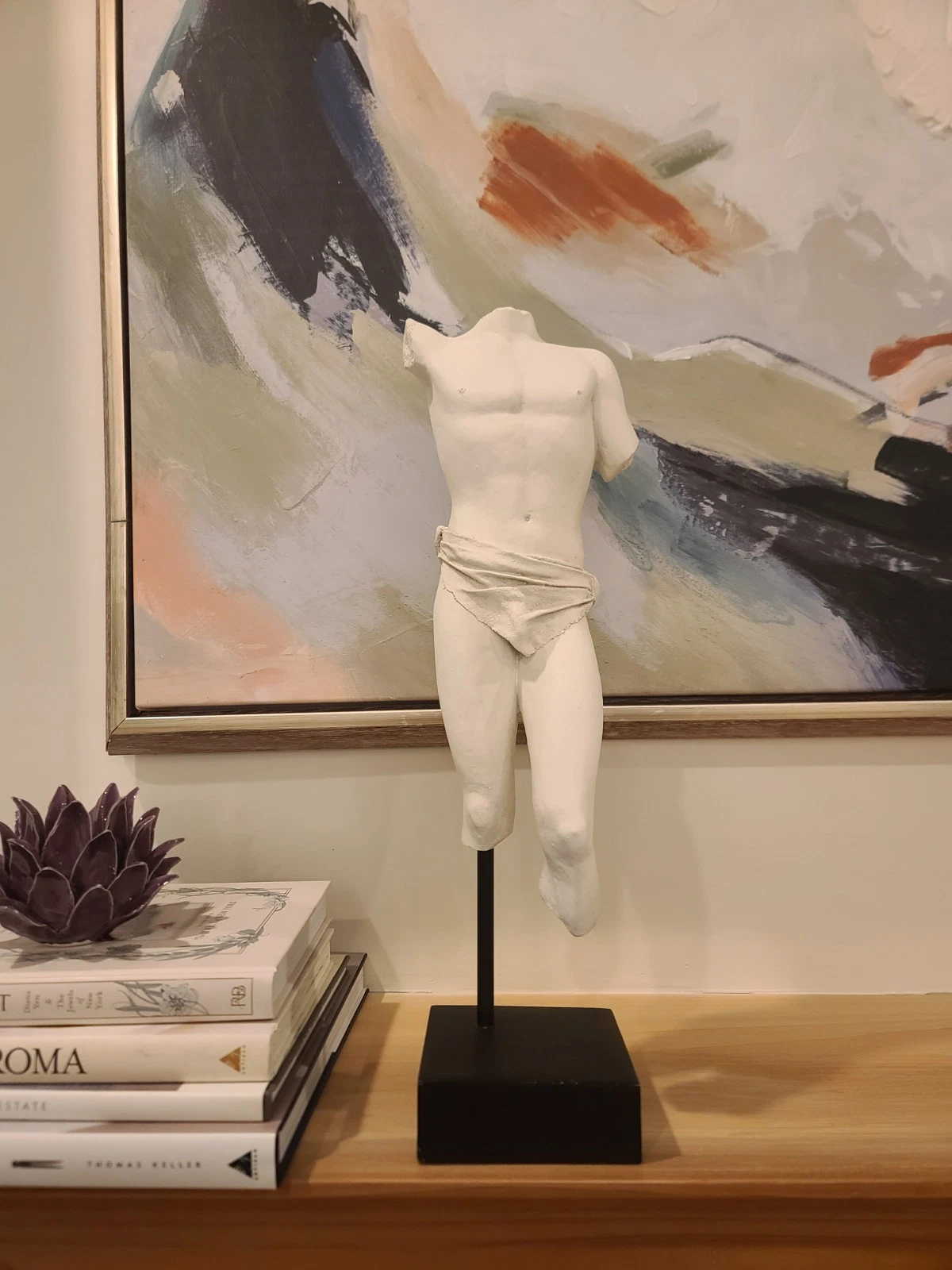 Classical Male Torso Sculpture Plaster Statue Greek Roman Style Nude Figurine - Image 5