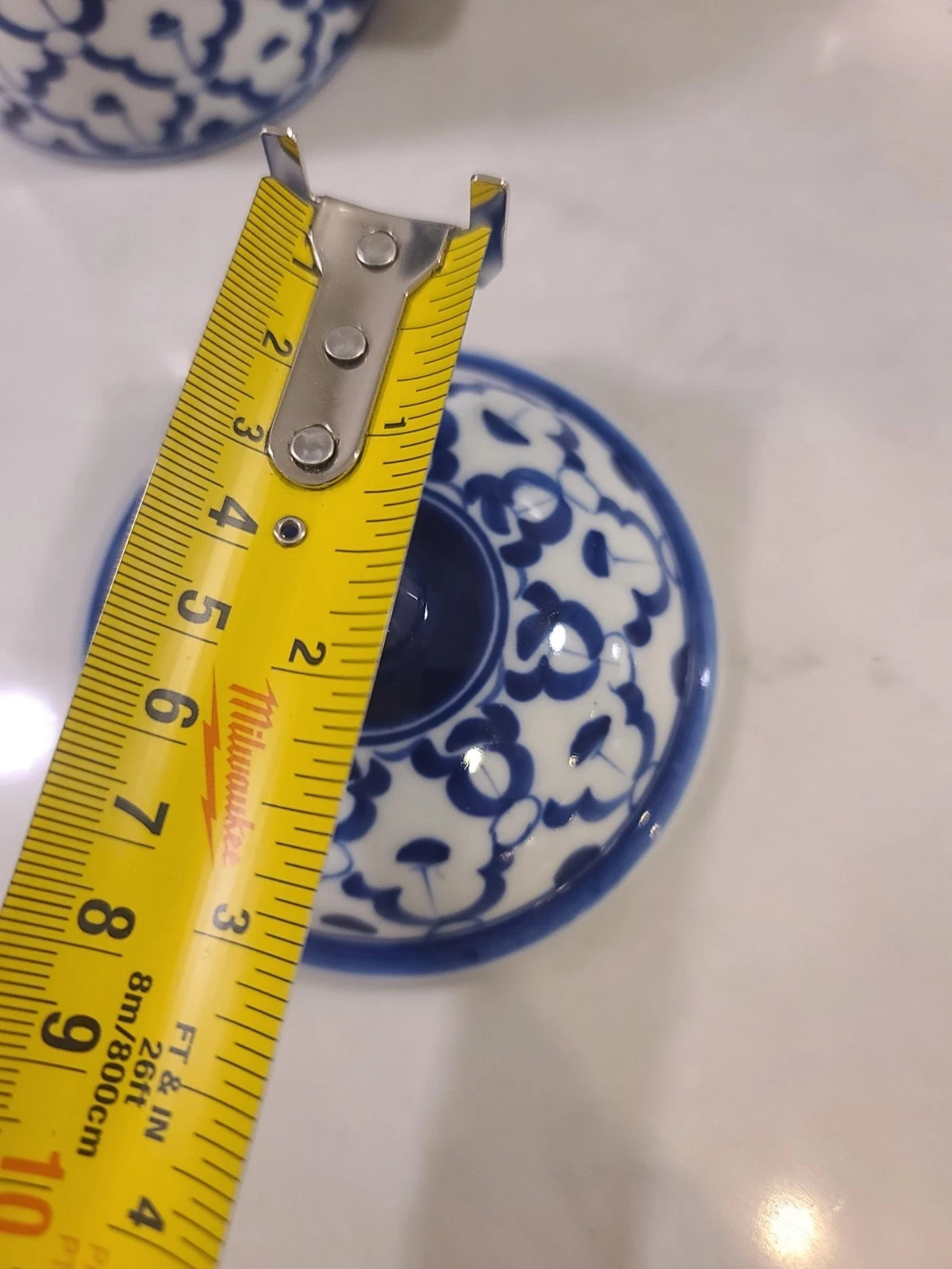 Chinese Thai Pattern Lidded Tea Mug Vintage 70’s Blue and White Ceramic Cups Set - Image 11