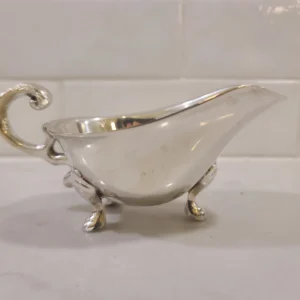 Vintage Silver Plated Gravy Boat Sauce Saucier Georgian Ornate 3 Footed Unmarked