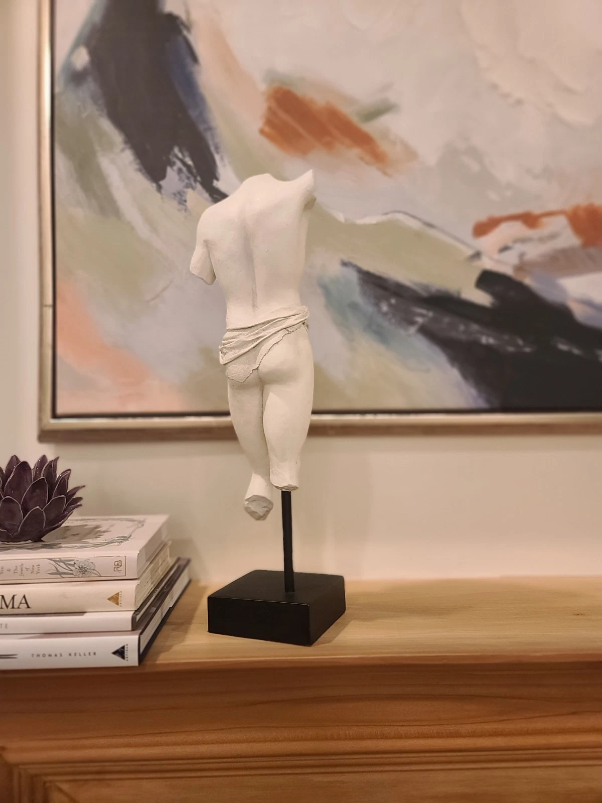 Classical Male Torso Sculpture Plaster Statue Greek Roman Style Nude Figurine - Image 4