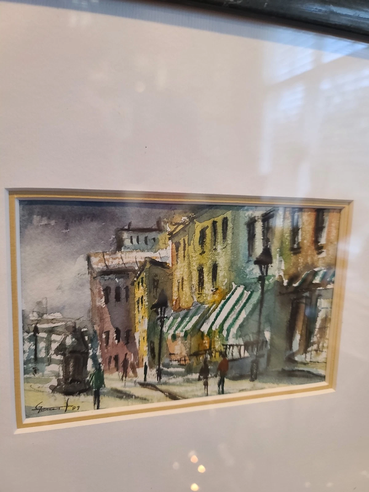 Yvan Genest Signed Watercolor Paris Street Scenes Pair Aquarelles Framed Gallery - Image 10