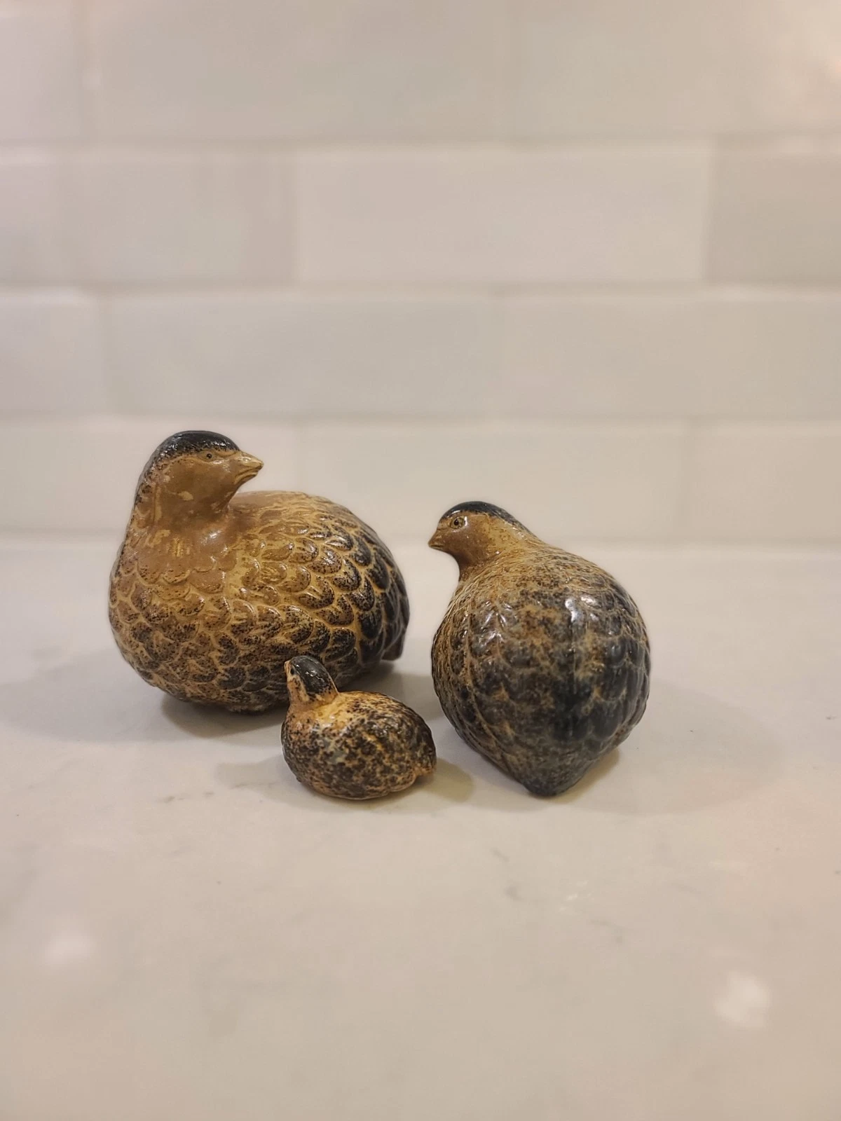 Vintage OMC JAPAN Otagiri Ceramic Quail Partridge Bird Family Figurines Brown 3 - Image 5
