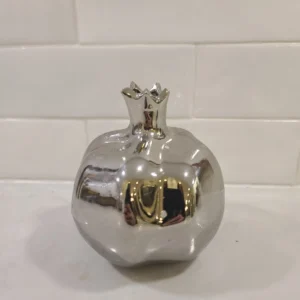 Pomegrante Vase - Three Hands Corp Metallic Silver Finish Ceramic Vase Decor