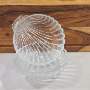 2 each Vintage Sea Shell Satin Glass Candy Dish Nut Bowl Wedding