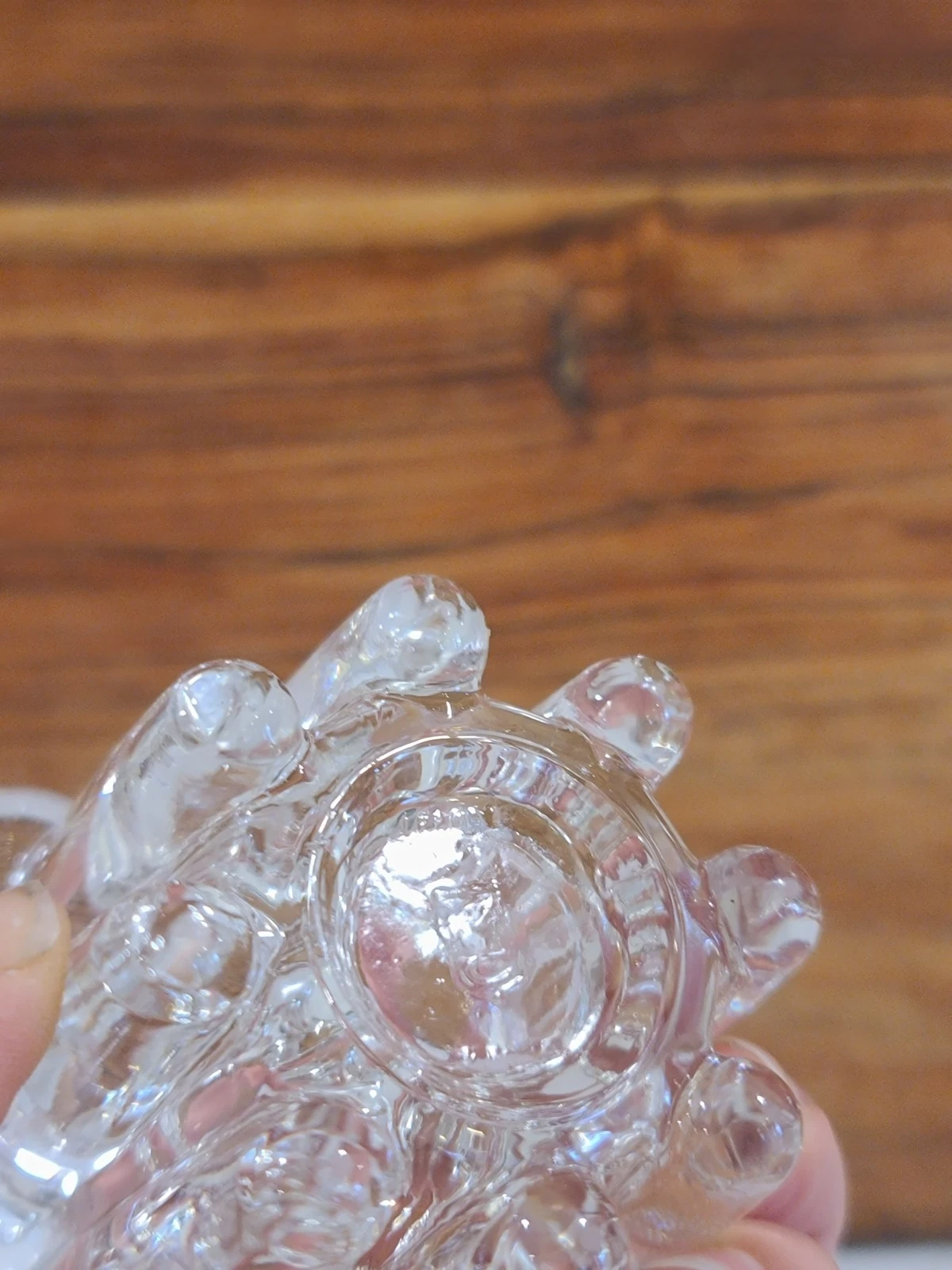 Vintage Reims France Clear Low Rise Glass Candle Holders Marked - Image 10