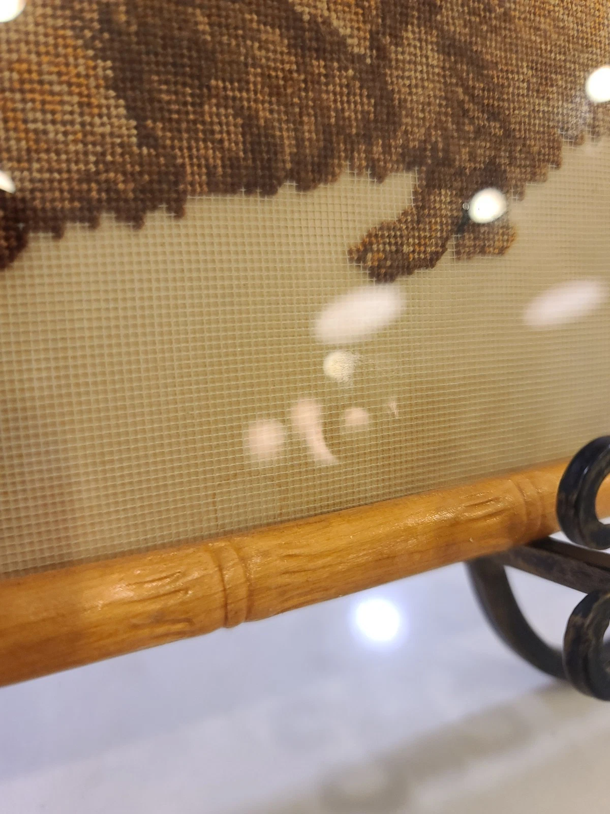 Vintage Pekingese Dog Needlepoint Framed in Bamboo Wood Embroidery Cross Stitch - Image 11