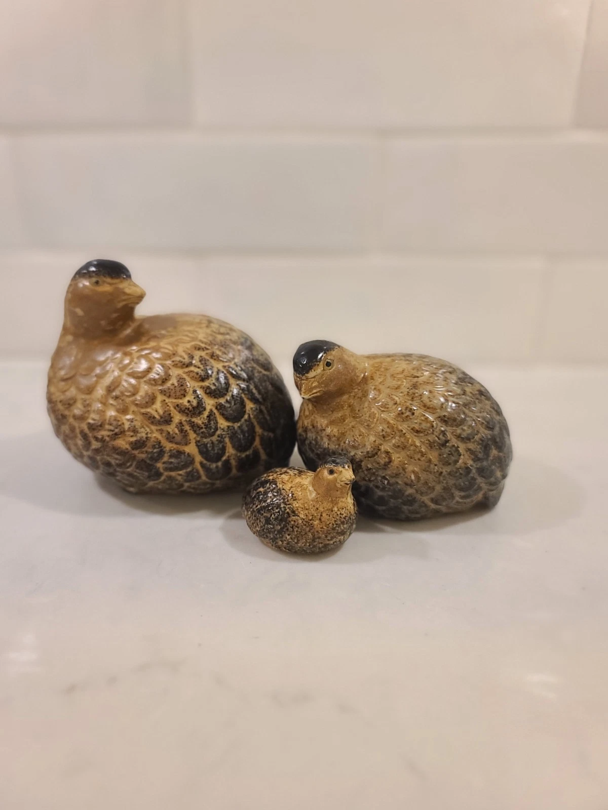 Vintage OMC JAPAN Otagiri Ceramic Quail Partridge Bird Family Figurines Brown 3 - Image 11