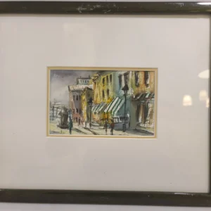 Yvan Genest Signed Watercolor Paris Street Scenes Pair Aquarelles Framed Gallery