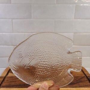 VTG Arcoroc France Tempered Glass Fish Shaped Small Plate 6.5” Long Pressed Glass