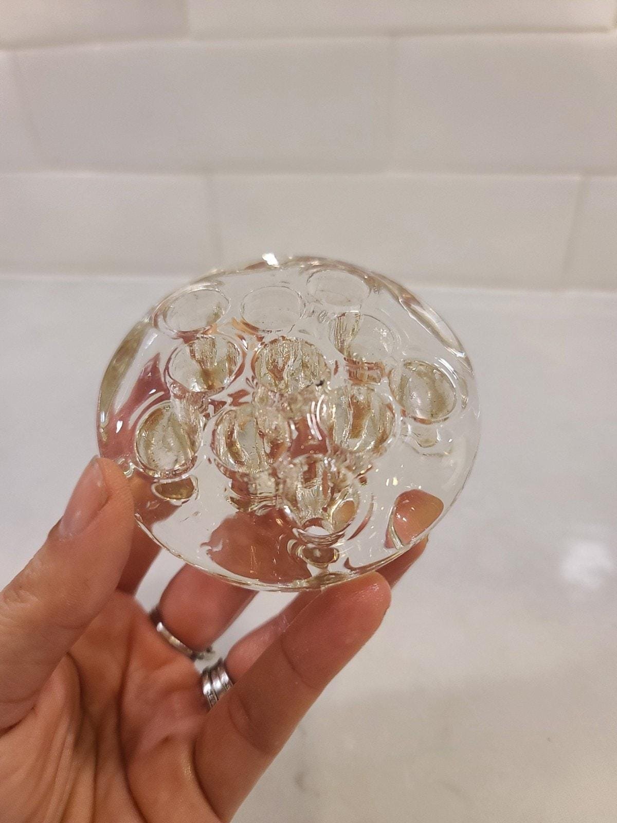 Vintage Glass Flower Frog - 11 Hole Clear Floral Arranger - Sustainable Floristry Tool - Image 3