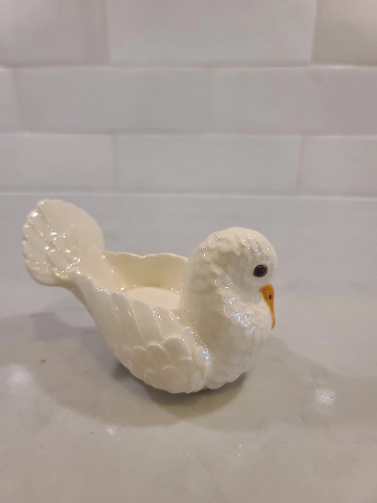 Vintage 1960's Ceramic WHITE DOVE Votive CANDLE HOLDER Bird ^ - Image 9