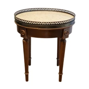 Vintage French Louis XVI Style Marble Top Side Tables Brass Gallery Hearts