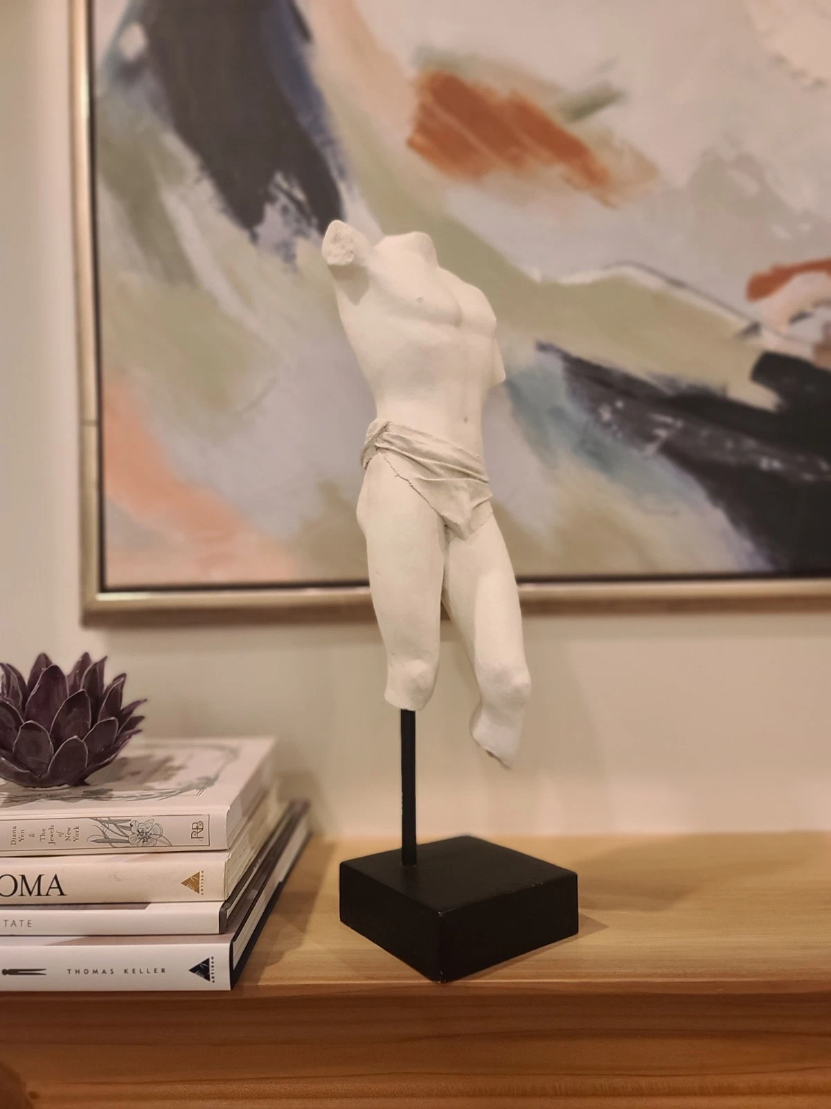 Classical Male Torso Sculpture Plaster Statue Greek Roman Style Nude Figurine - Image 2