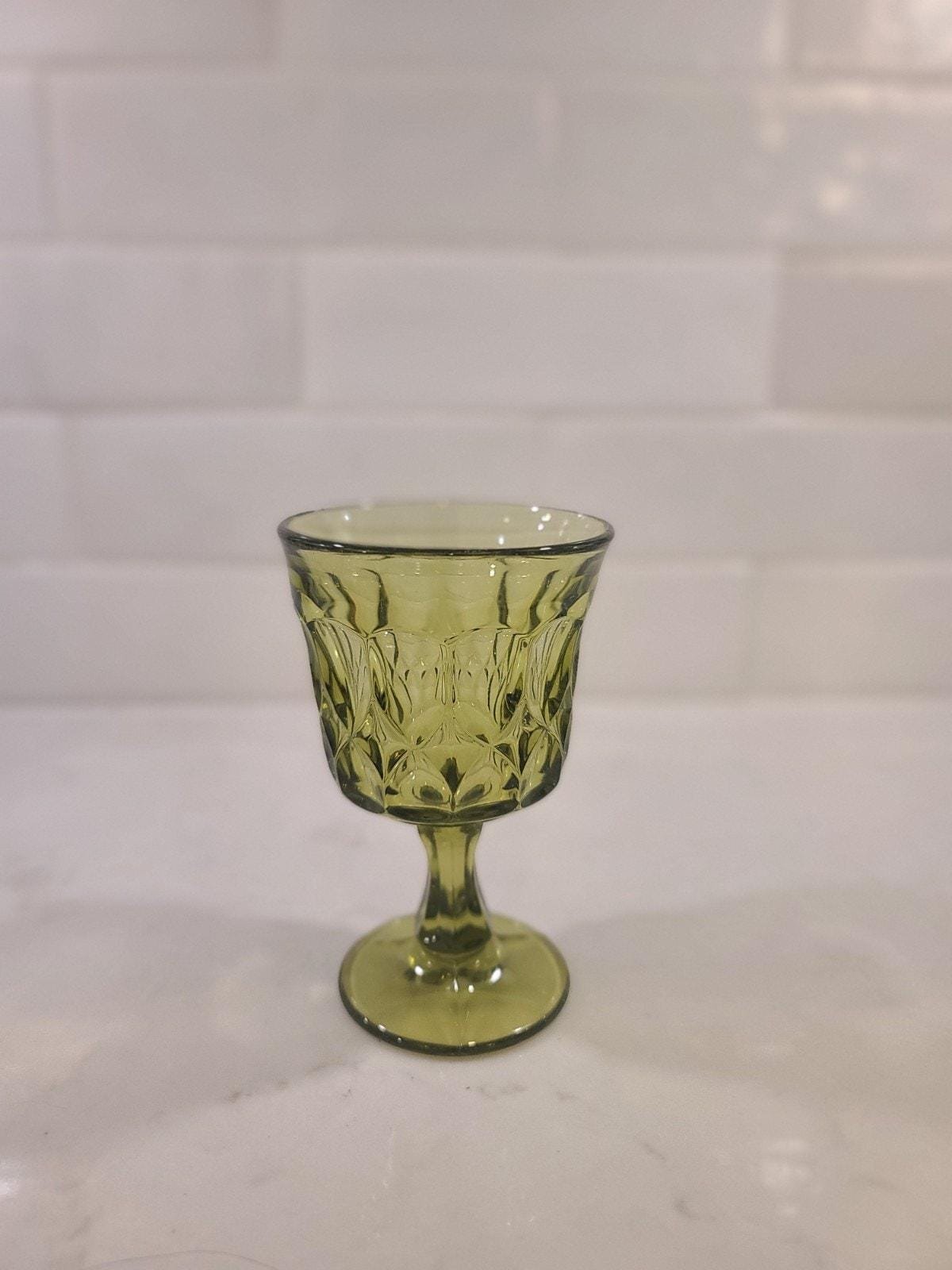 Vintage MCM Noritake Perspective Avocado Green Water/ Wine Goblets Set Of (6) - Image 7