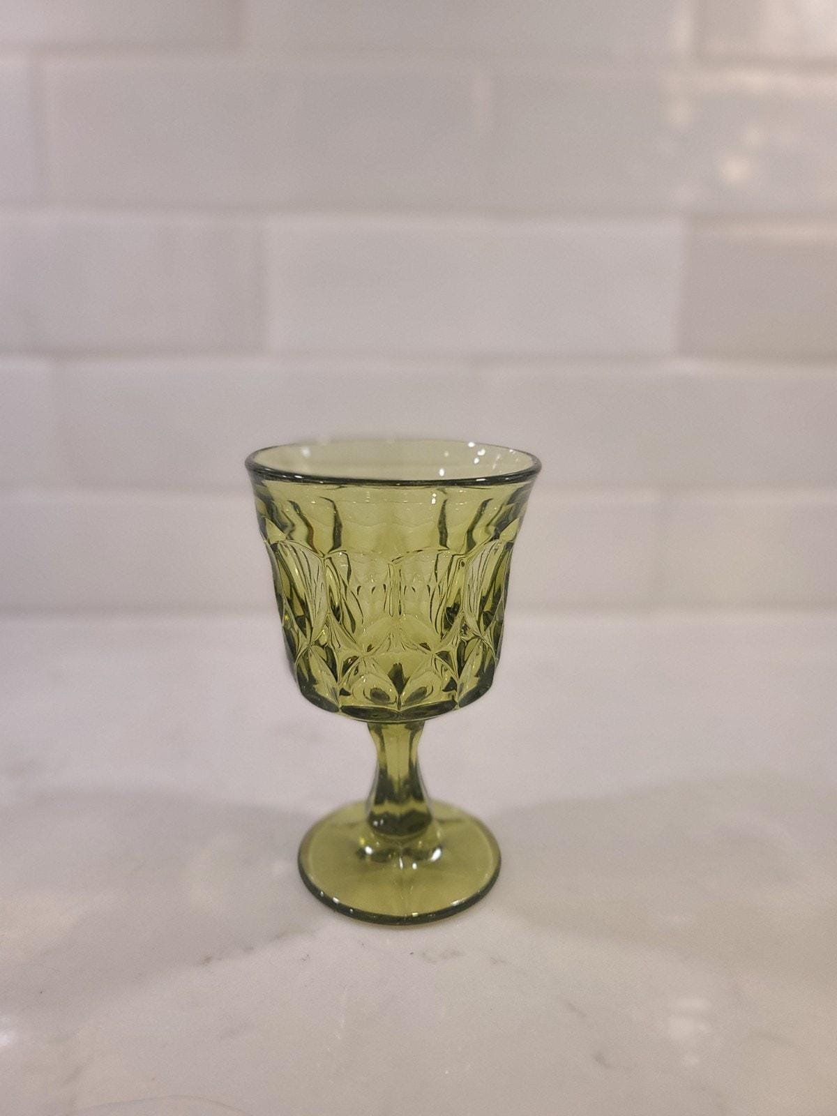 Vintage MCM Noritake Perspective Avocado Green Water/ Wine Goblets Set Of (6) - Image 8