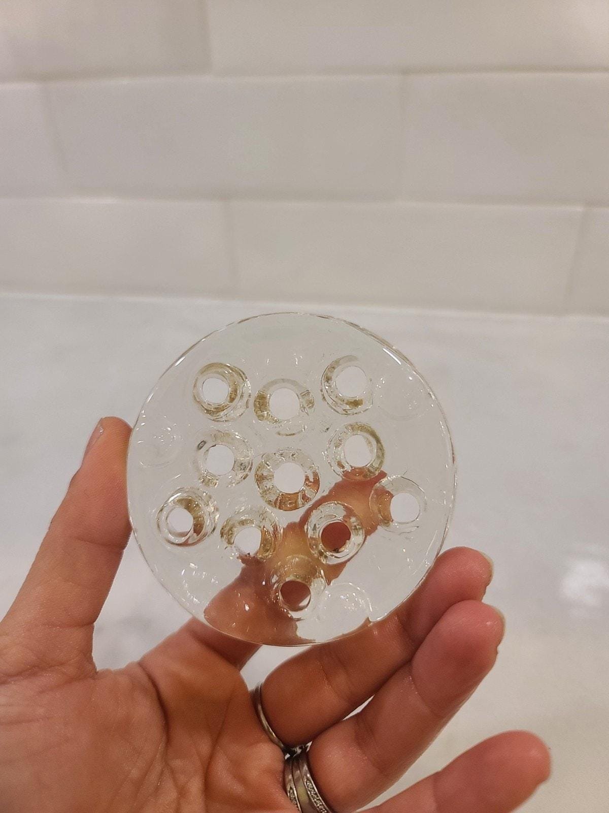 Vintage Glass Flower Frog - 11 Hole Clear Floral Arranger - Sustainable Floristry Tool - Image 6