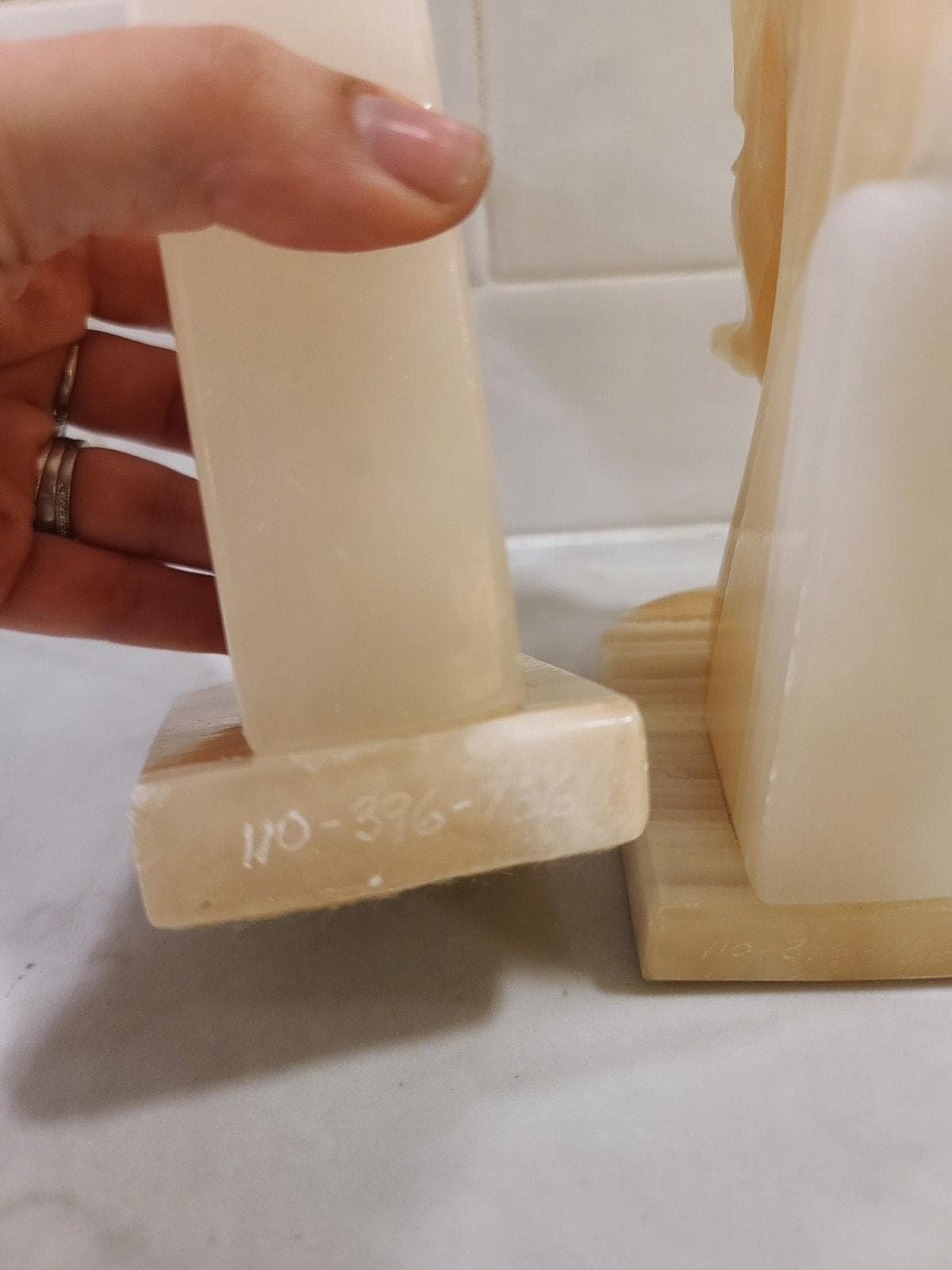 Vintage Onyx Horse Head Bookends - Hand Carved Mid Century Marble Stone Pair - Image 4