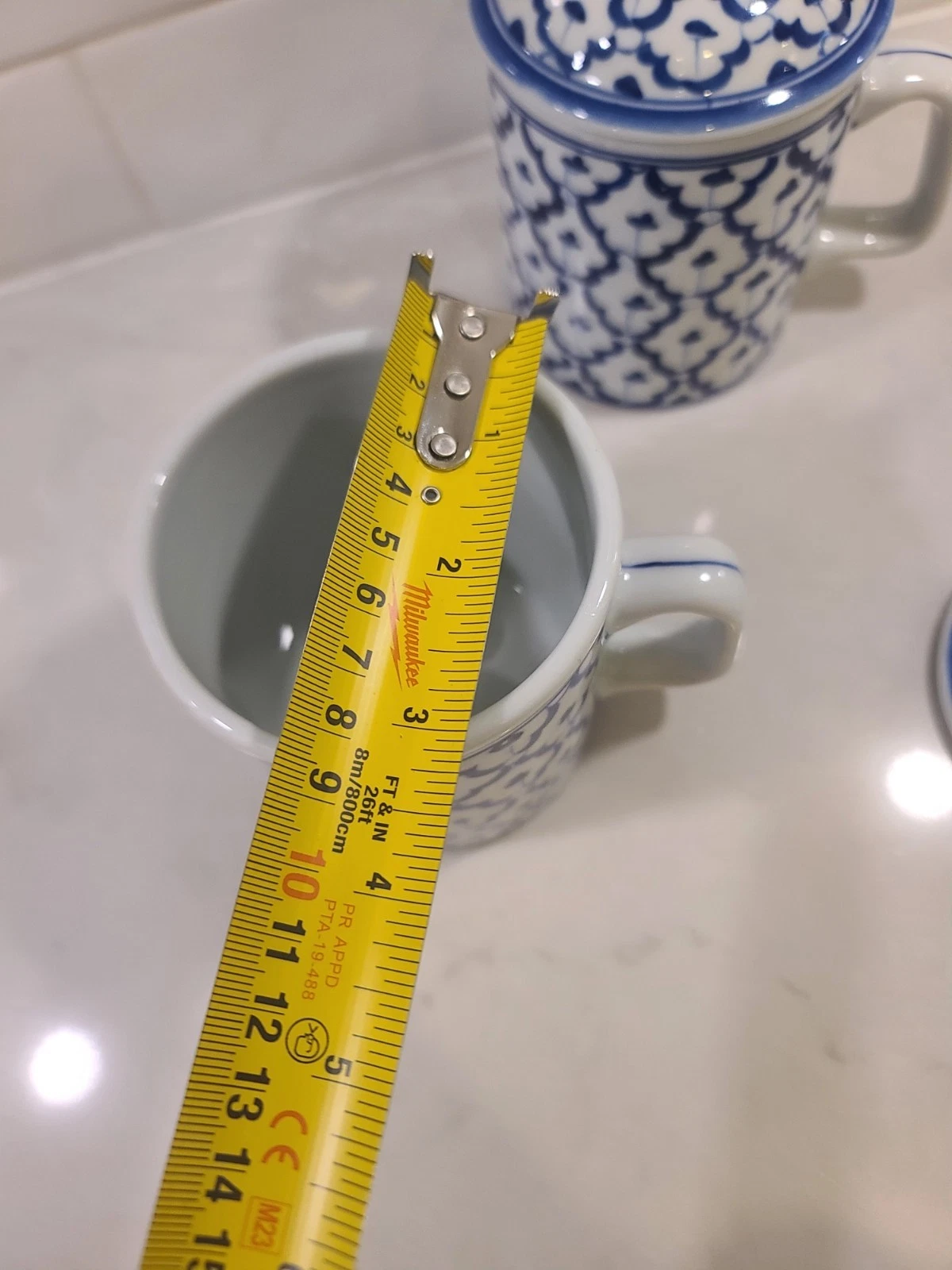 Chinese Thai Pattern Lidded Tea Mug Vintage 70’s Blue and White Ceramic Cups Set - Image 12