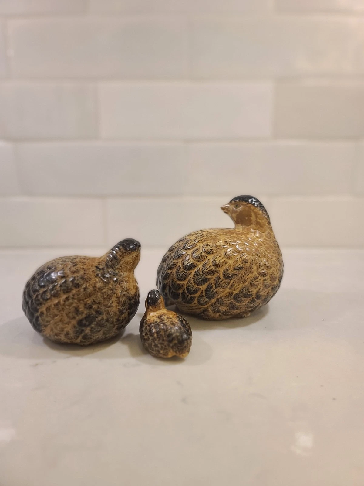 Vintage OMC JAPAN Otagiri Ceramic Quail Partridge Bird Family Figurines Brown 3 - Image 7