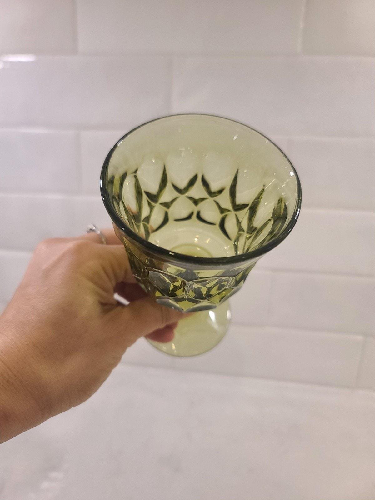 Vintage MCM Noritake Perspective Avocado Green Water/ Wine Goblets Set Of (6) - Image 10