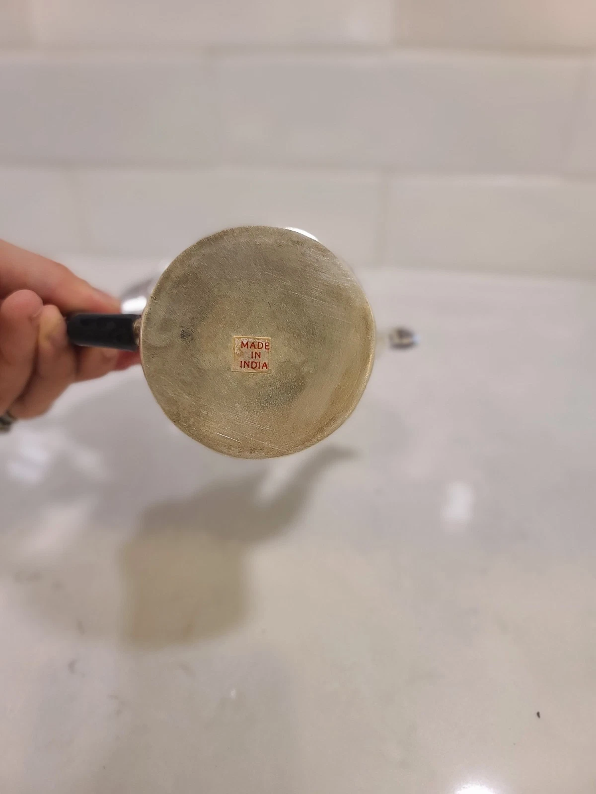 Silverplate Tiny Teapot Black Bakelite Handle Single Service Coffee Pot - Image 7