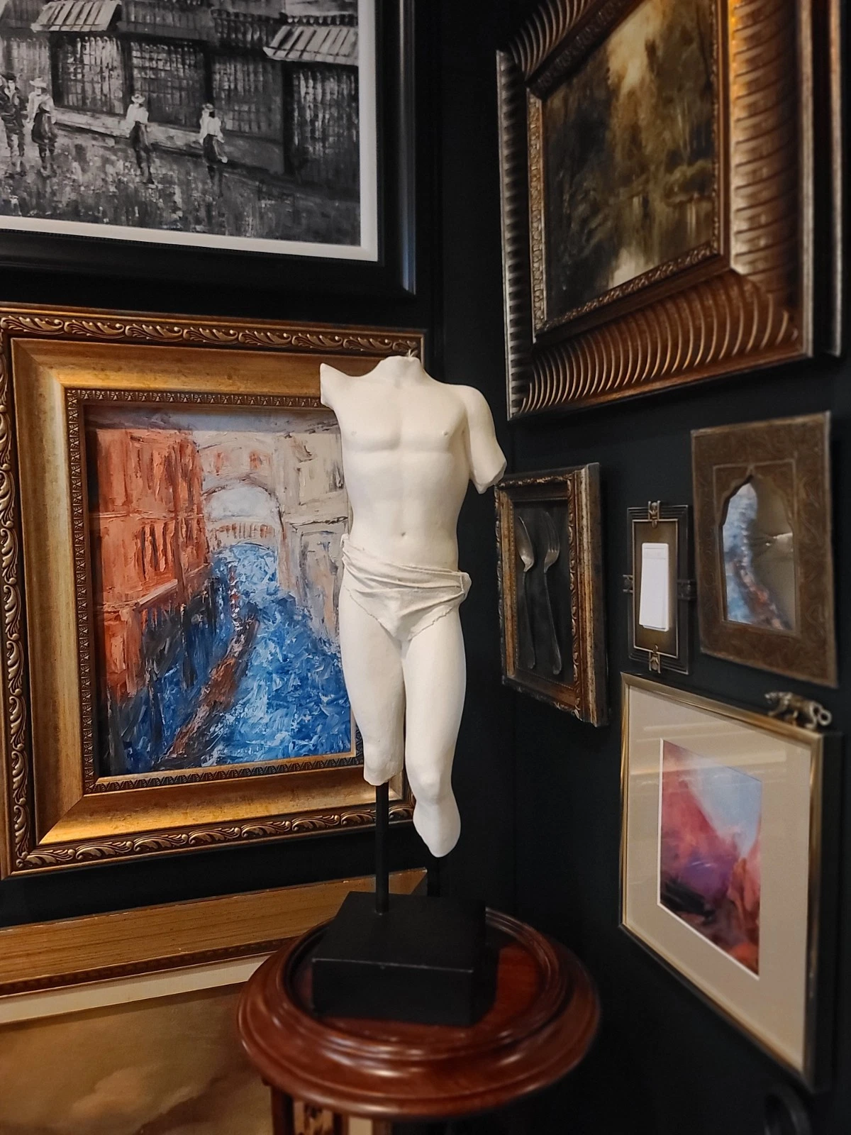 Classical Male Torso Sculpture Plaster Statue Greek Roman Style Nude Figurine - Image 10