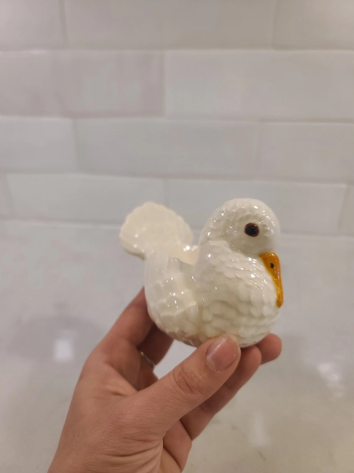 Vintage 1960's Ceramic WHITE DOVE Votive CANDLE HOLDER Bird ^ - Image 8