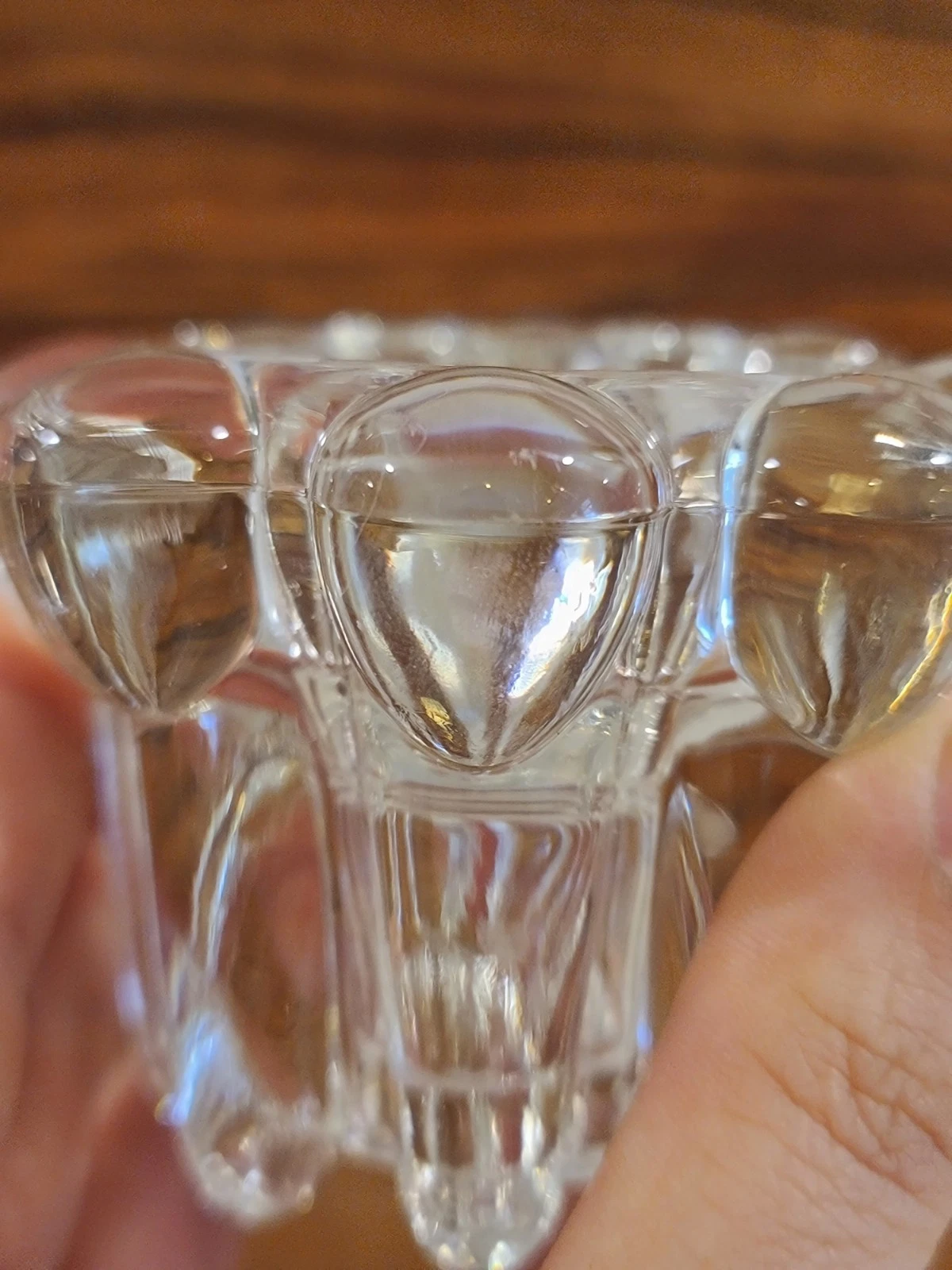 Vintage Reims France Clear Low Rise Glass Candle Holders Marked - Image 11