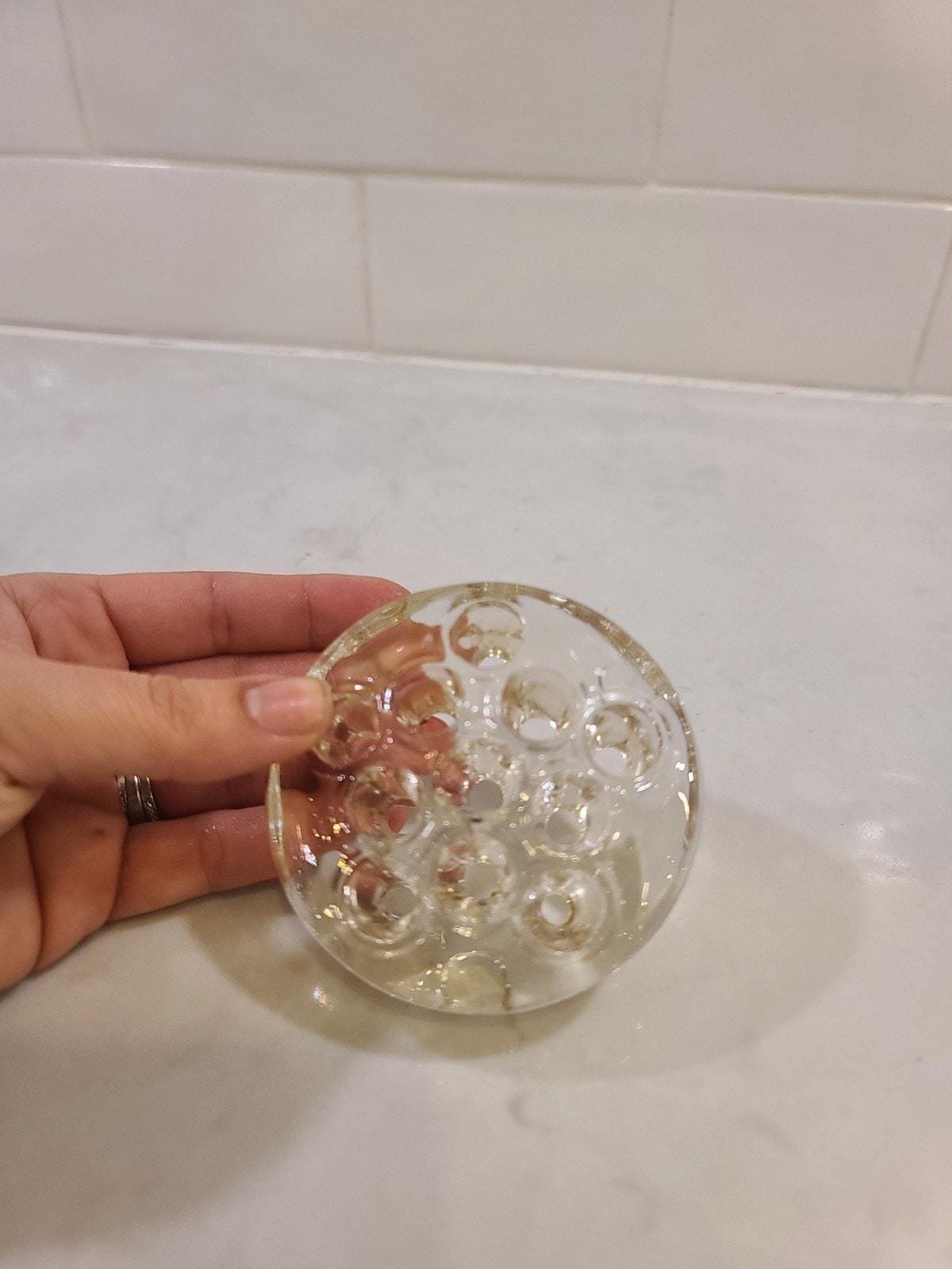 Vintage Glass Flower Frog - 11 Hole Clear Floral Arranger - Sustainable Floristry Tool - Image 7