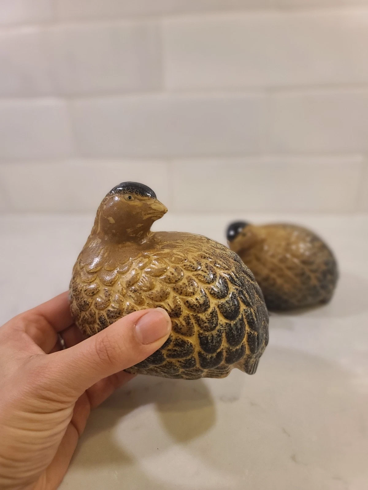 Vintage OMC JAPAN Otagiri Ceramic Quail Partridge Bird Family Figurines Brown 3 - Image 12